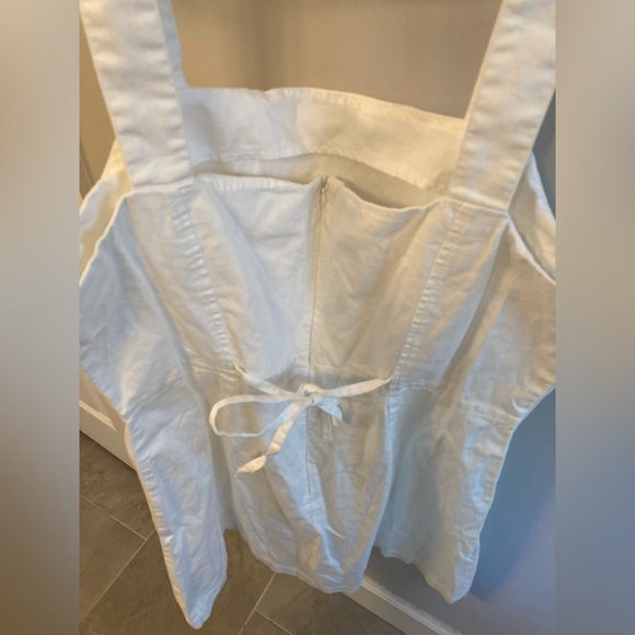 ASOS DESIGN Tall soft denim mini pinafore dress in white sz 14 - Picture 6 of 7